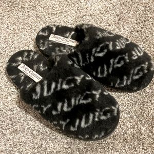 Juicy Couture Slippers, black & white, size Medium 7/8, EUC